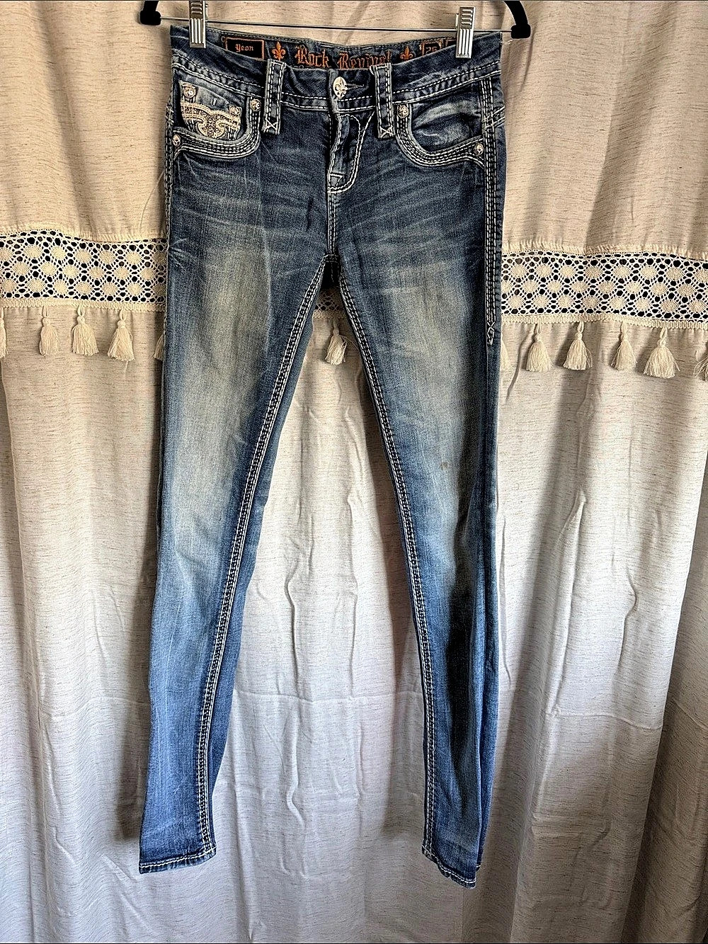 Rock Revival Yeon Skinny Jeans in Blue Waist 26 x32